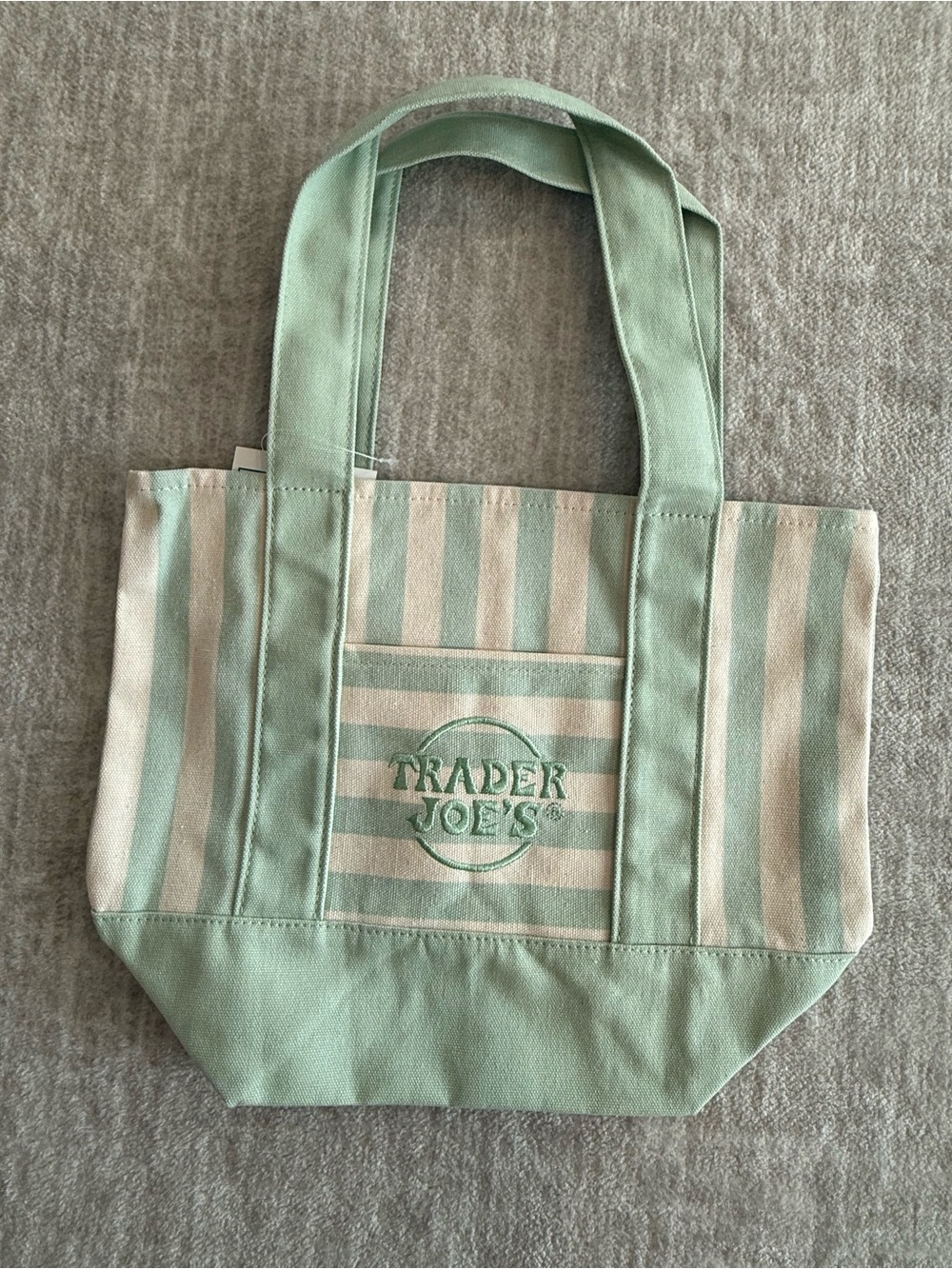Trader Joe’s Mint Mini Stripe Canvas Tote Bag